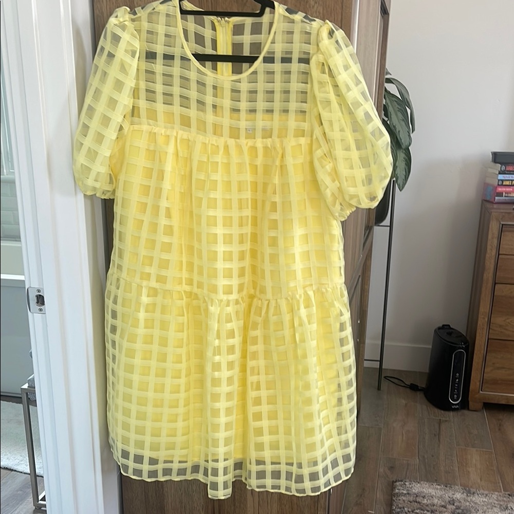 English Factory Yellow Puff Sleeve Sundress